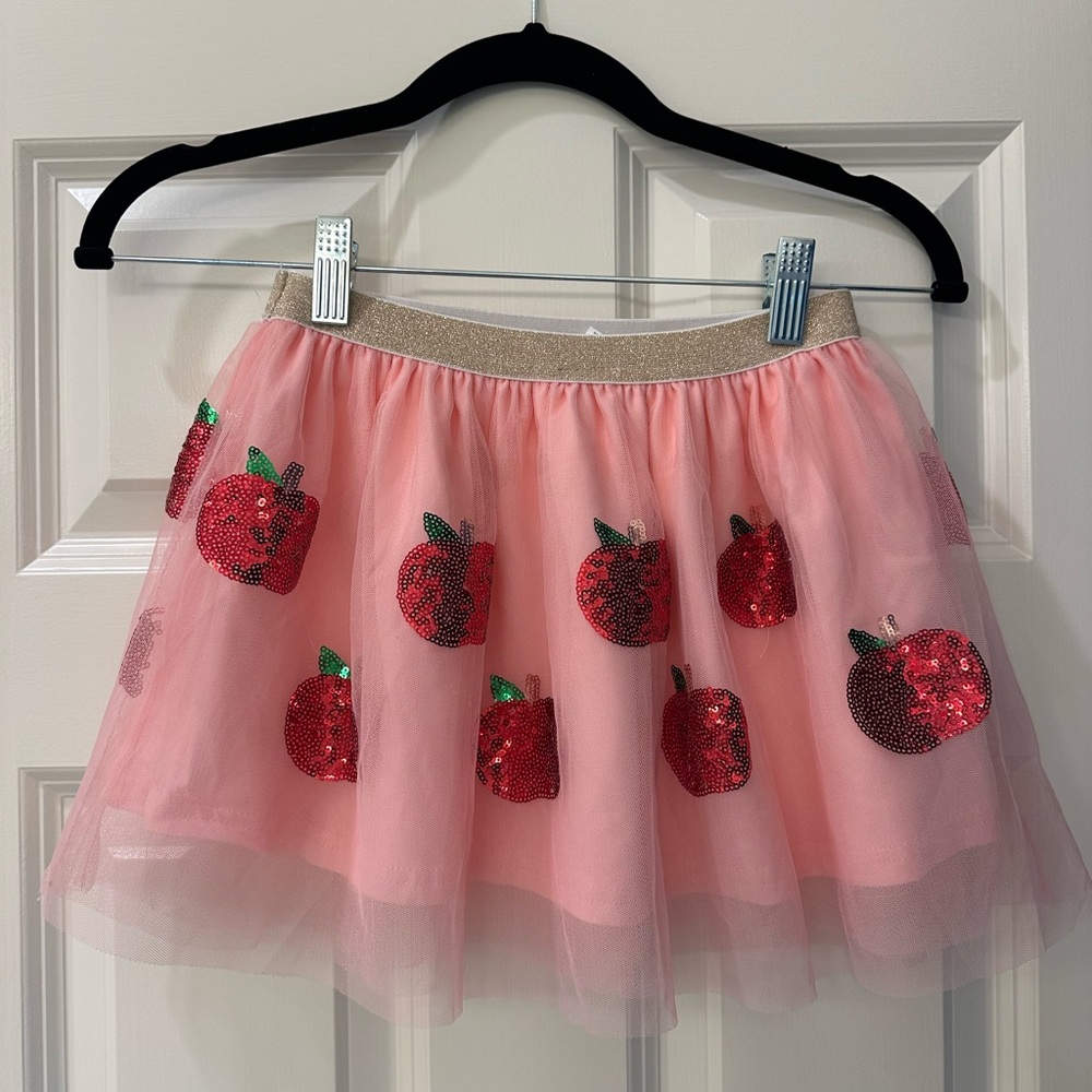 Pink Tulle Skirt with Sequin Apples